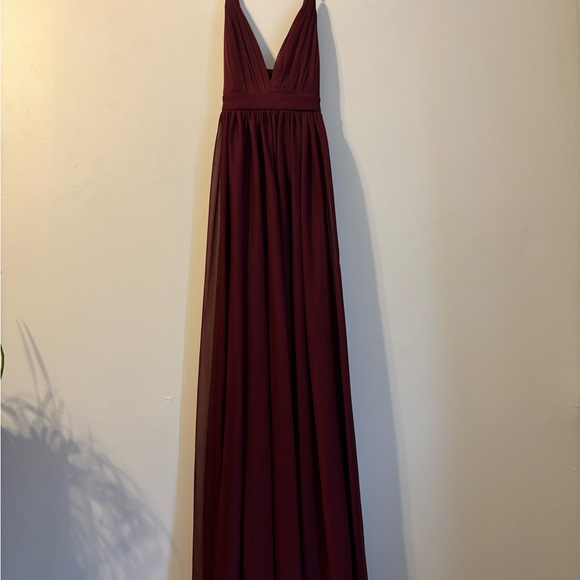 le chateau Dresses & Skirts - le chateau Deep Wine Plunge V-Neck Maxi Dress
